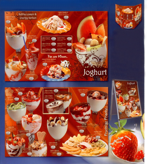 Eiskarten Standard Joghurt. Joghurteiskarte mit Joghurtspezialitäten. Sommereiskarte. GroßHandel EIS GmbH
