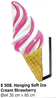 Eiswerbung Softeistüte, Hängeeistüte Werbeeistüte, Außenwerbung, Erdbeereis