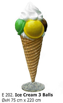 Eiswerbung bunte Werbeeistüte Außenwerbung 3 Eiskugeln