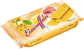 Eiswaffeln mit Vanillecreme. Gefüllte Waffeln für die Eisdekoration. GroßHandel EIS GmbH