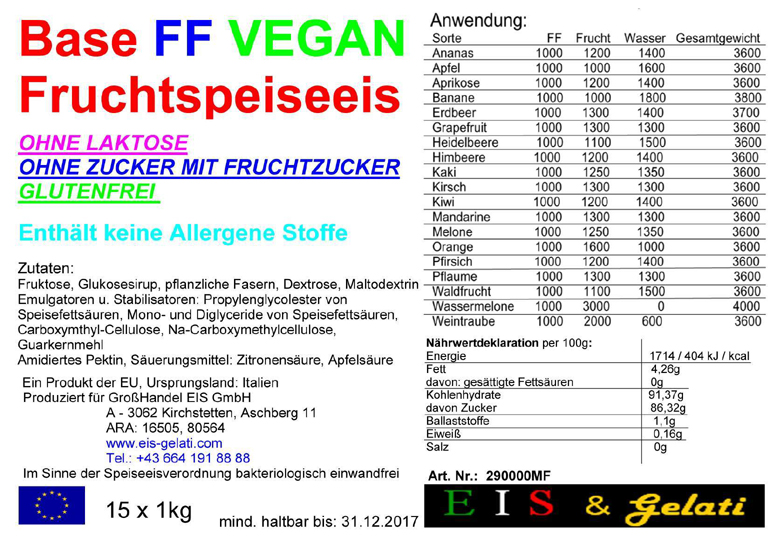 Eis & Gelati, Basen für Frischfrucht Fruchtspeiseeis, Vegan ohne Zucker, ohne Laktose, ohne Gluten für Frucht- und Gemüsesorten