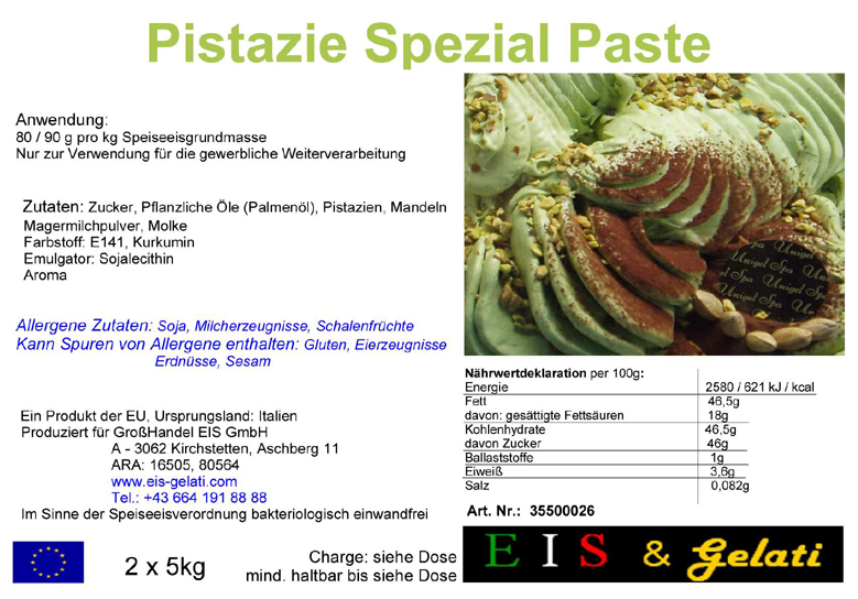 Eis & Gelati Pistazie spezial Paste. Zur Herstellung von Speiseeis mit dem Geschmack von Mandel - Pistazie. Pistazien Eis