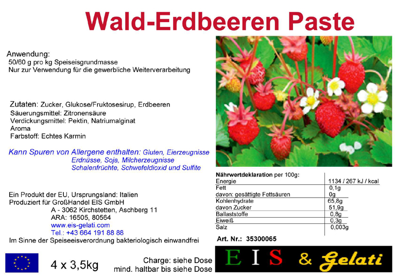 Eis & Gelati Eisgrundstoffe und Eisbedarf für die Eisdiele und Konditorei. Fruchteispaste Walderdbeeren.