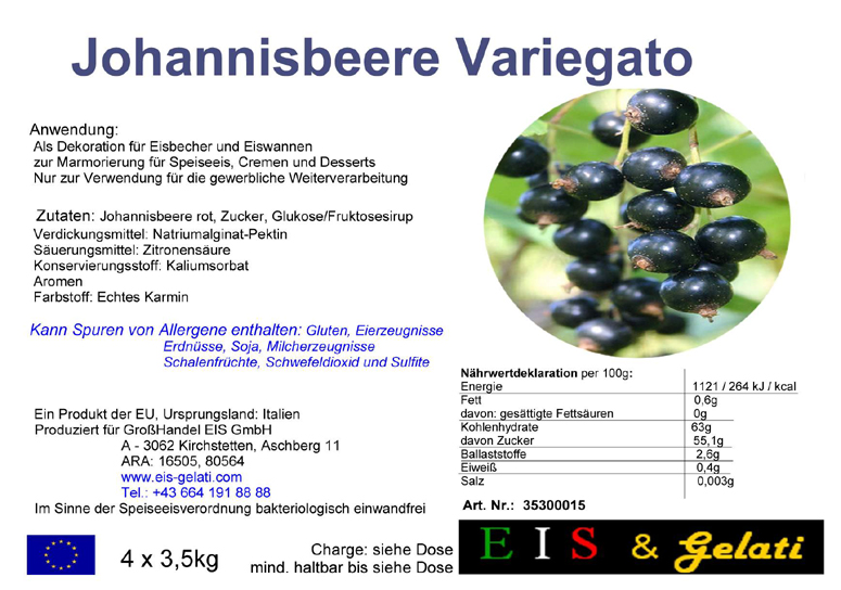 Eis & Gelati Variegato. Fruchteispasten und Milcheispasten zur Variation von Speiseeis, um Speiseeis färbig und geschmacklich zu variieren. Zur Marmorierung von Cremen, Halbgefrorenem, Schlagobers, Pudding. Zur Verstärkung von Früchten und Dekoration von Eiscups, Eiswannen, in der Eisvitrine, Torten und anderen Nachspeisen. Vielseitig verwendbar für die Eisdiele, Eissalon, Eiscafe, Konditorei, Großküche, Gastronomie. Eis & Gelati Servicepartner