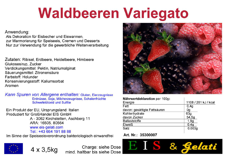 Eis & Gelati Variegato. Fruchteispasten und Milcheispasten zur Variation von Speiseeis, um Speiseeis färbig und geschmacklich zu variieren. Zur Marmorierung von Cremen, Halbgefrorenem, Schlagobers, Pudding. Zur Verstärkung von Früchten und Dekoration von Eiscups, Eiswannen, in der Eisvitrine, Torten und anderen Nachspeisen. Vielseitig verwendbar für die Eisdiele, Eissalon, Eiscafe, Konditorei, Großküche, Gastronomie. Eis & Gelati Servicepartner