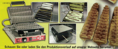 Waffeleisen für gefüllte Waffeln am Spieß. Waffeln mit Füllung, Waffeleisen für Profis bei GroßHandel EIS GmbH