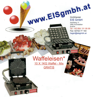 Waffeleisen Aktion mit 10kg Gratis Waffelmix. Waffelkarten. Waffeleisen Herzform, Waffeleisen Brüsseler Waffel. www.eisgmbh.at