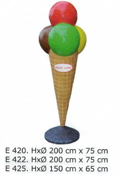 Werbeeistüte 3D Werbe-Eishörnchen. Cono pubblicita Gelato. Mistkübel personalisiert. Eis-Gelati.