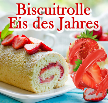 Klebefolie Biskuitrolle als Eis. Eiswerbung Eis & Gelati